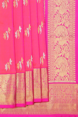 Collection of Venkatagiri Silk Fuchsia-Pink Saree in a gallery layout