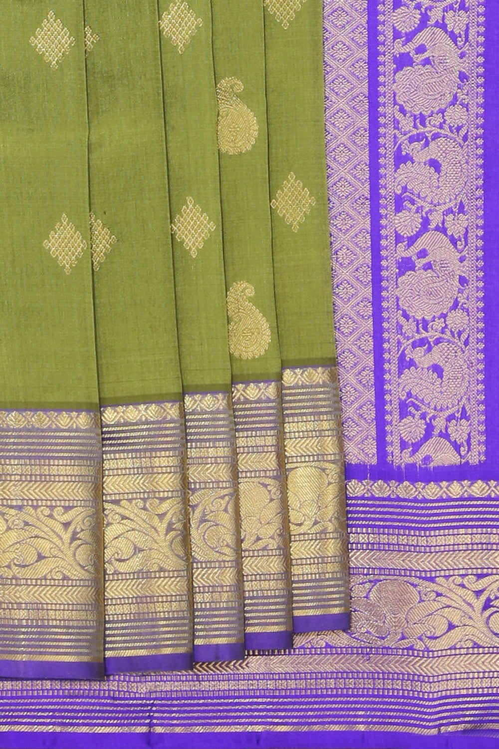 Collection of Venkatagiri Silk Green Saree in a gallery layout