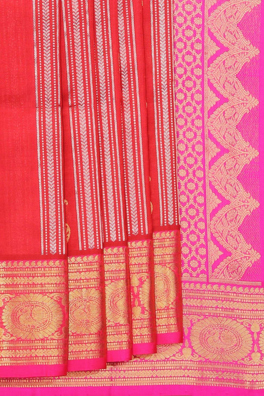 Collection of Venkatagiri Silk Red Saree in a gallery layout