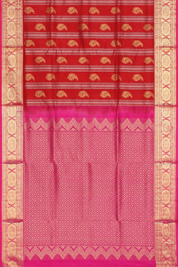 Collection of Venkatagiri Silk Red Saree in a gallery layout