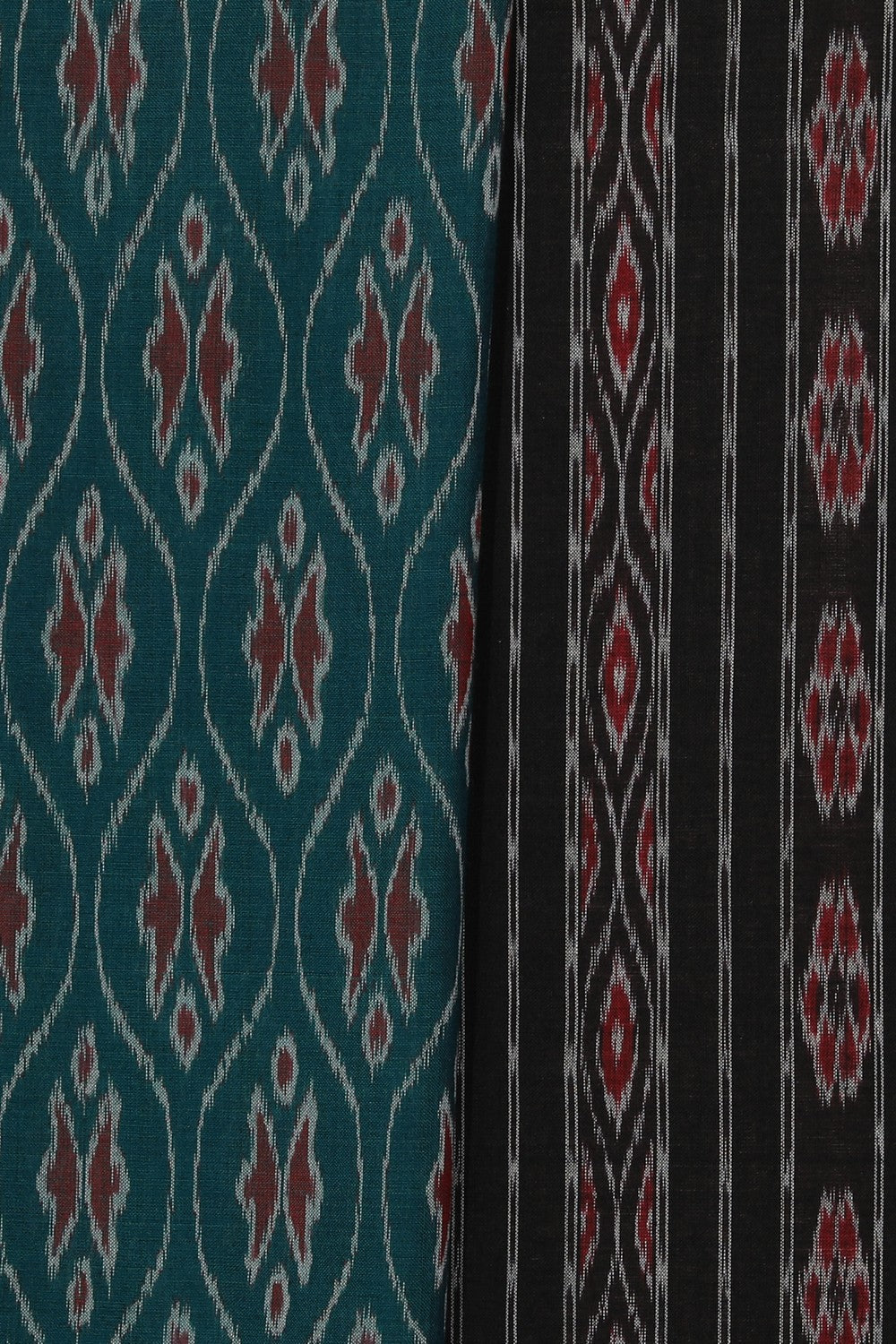 Collection of Sambalpuri Cotton Teal Green Saree in a gallery layout