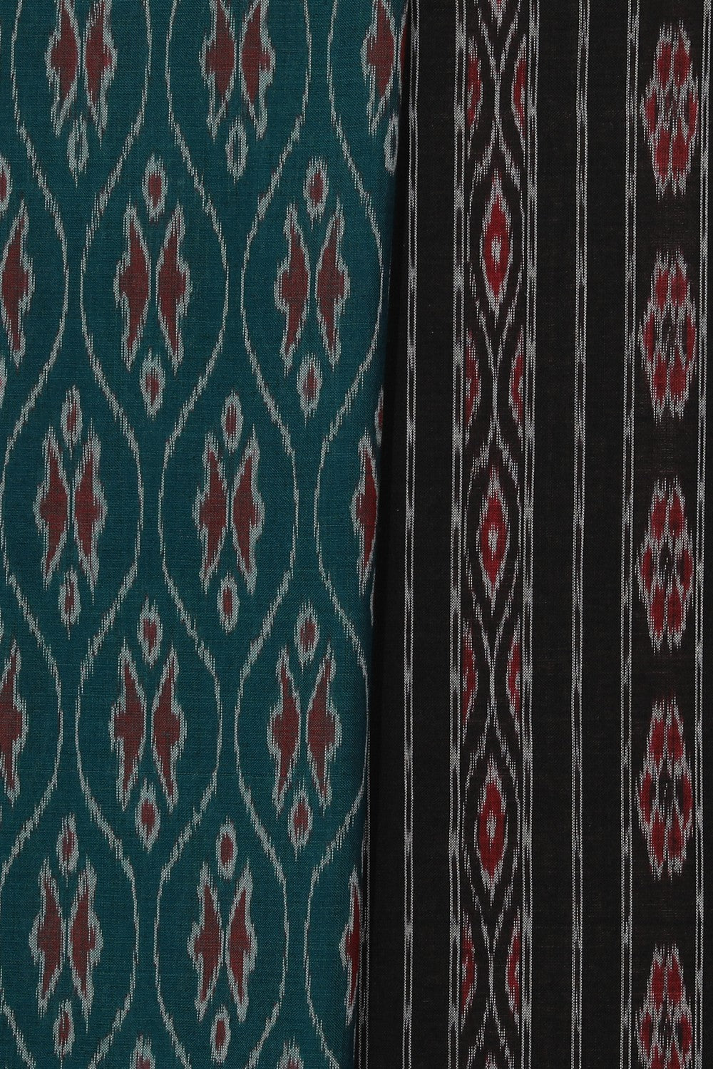 Image of Sambalpuri Cotton Teal Green Saree