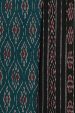 Collection of Sambalpuri Cotton Teal Green Saree in a gallery layout