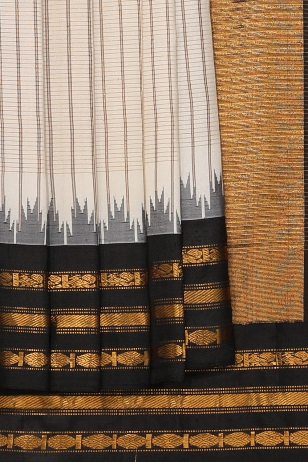 Collection of Gadwal Silk Off-White Saree in a gallery layout