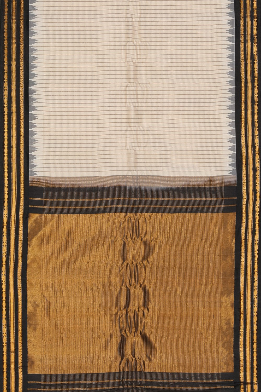 Collection of Gadwal Silk Off-White Saree in a gallery layout