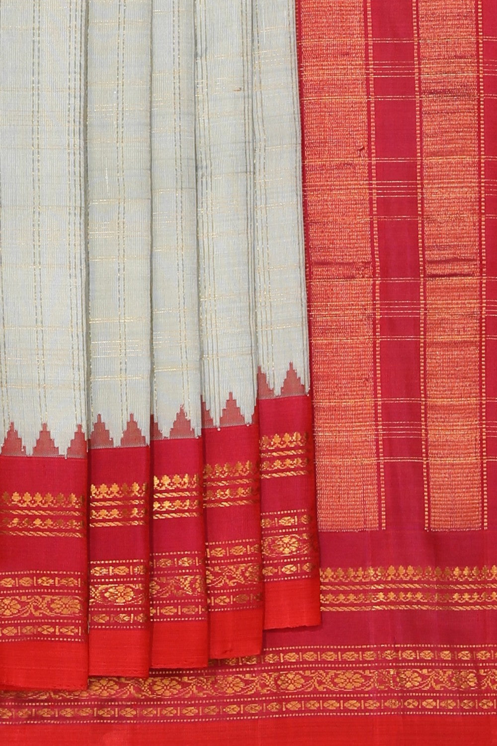 Collection of Gadwal Silk Grey Saree in a gallery layout