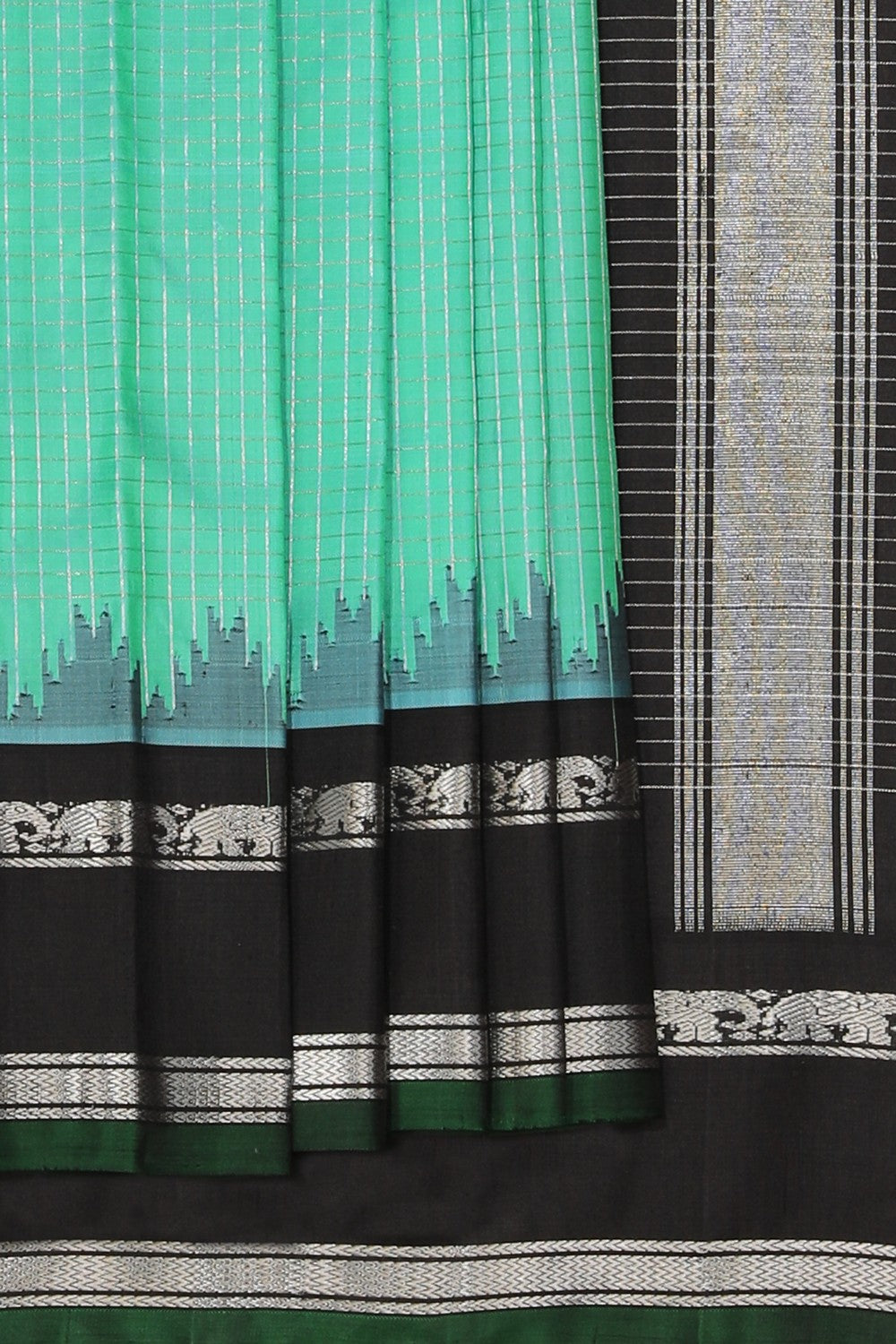 Collection of Gadwal Silk Green Saree in a gallery layout