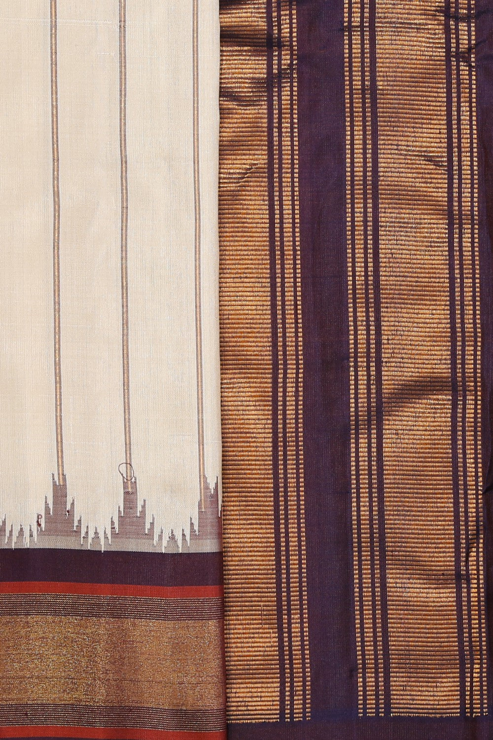 Gadwal Silk Off-White Saree