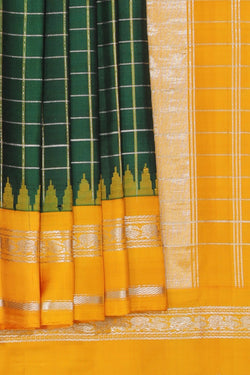 Collection of Gadwal Silk Bottle Green Saree in a gallery layout