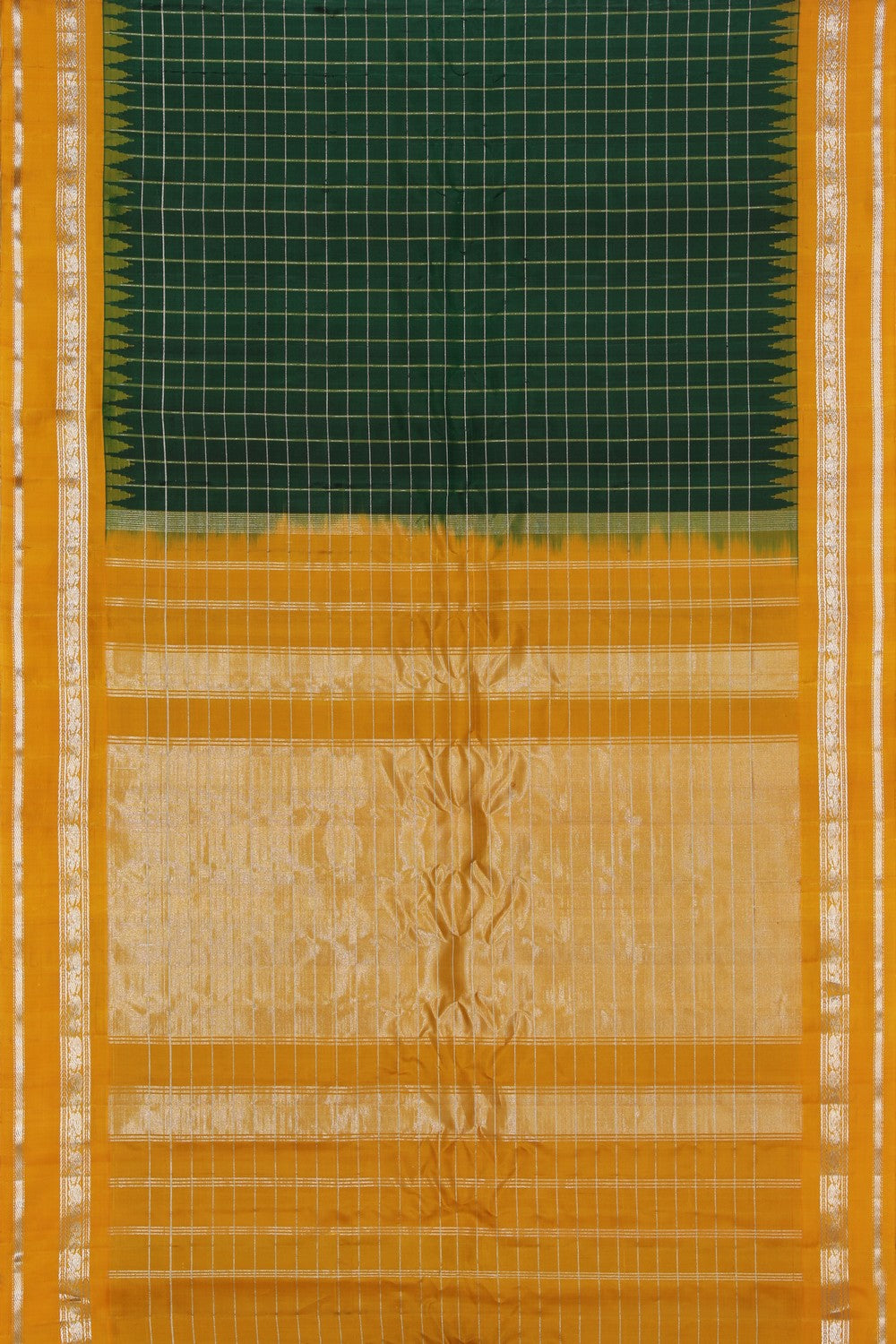 Collection of Gadwal Silk Bottle Green Saree in a gallery layout