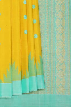 Collection of Gadwal Silk Yellow Saree in a gallery layout