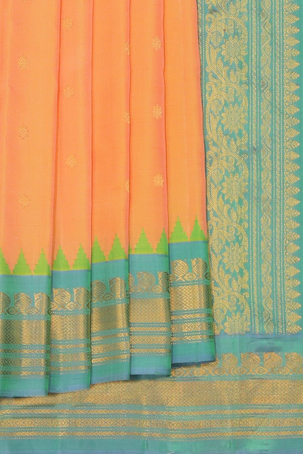 Collection of Gadwal Silk Peach Saree in a gallery layout