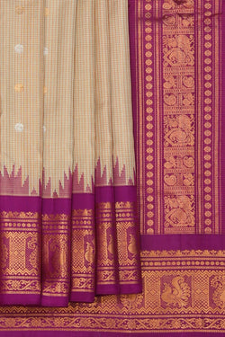 Collection of Gadwal Silk Beige Saree in a gallery layout