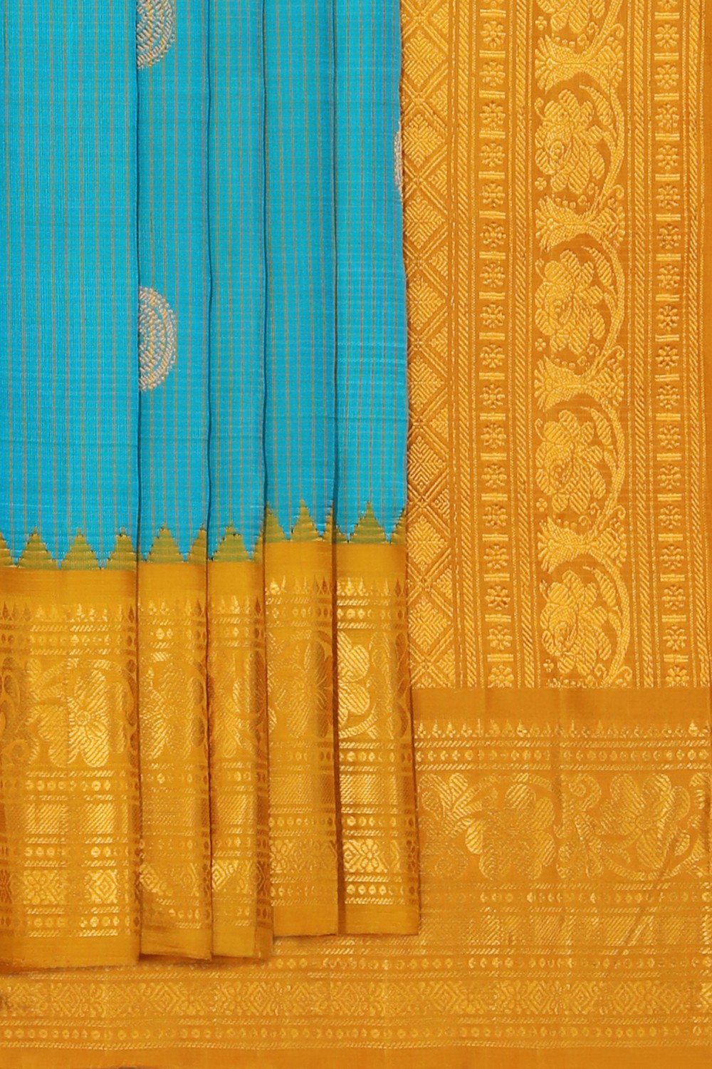 Collection of Gadwal Silk Teal Blue Saree in a gallery layout