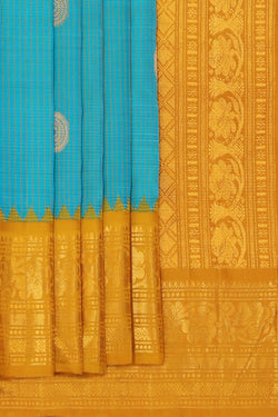 Collection of Gadwal Silk Teal Blue Saree in a gallery layout