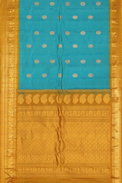 Collection of Gadwal Silk Teal Blue Saree in a gallery layout