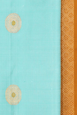 Collection of Gadwal Silk Turquoise Blue Saree in a gallery layout