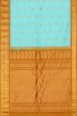 Collection of Gadwal Silk Turquoise Blue Saree in a gallery layout