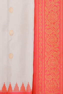 Collection of Gadwal Silk Off-White Saree in a gallery layout