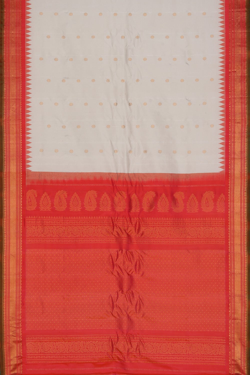 Collection of Gadwal Silk Off-White Saree in a gallery layout