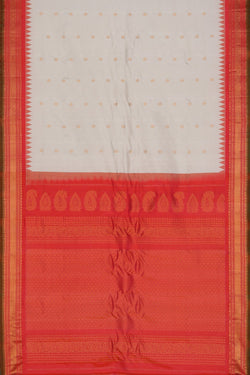 Collection of Gadwal Silk Off-White Saree in a gallery layout