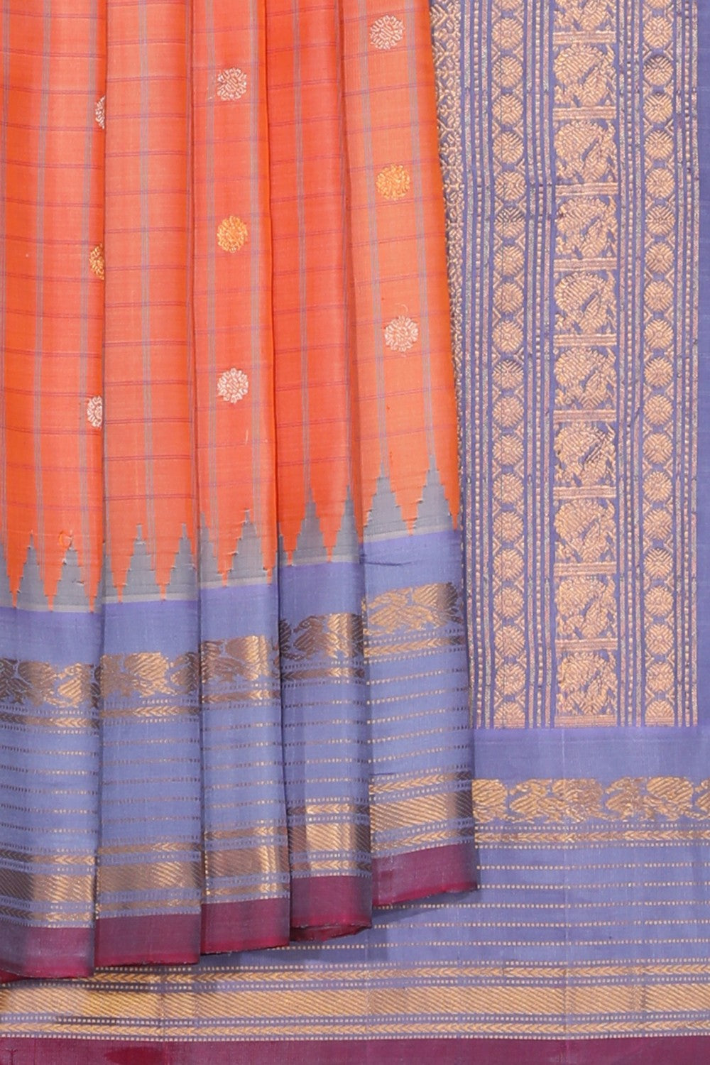 Collection of Gadwal Silk Peach Saree in a gallery layout