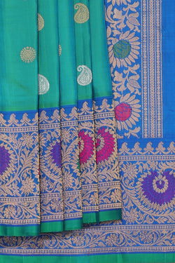 Collection of Gadwal Silk Sea Green Saree in a gallery layout