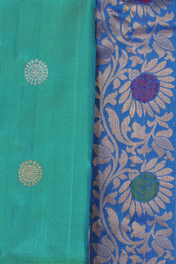 Collection of Gadwal Silk Sea Green Saree in a gallery layout