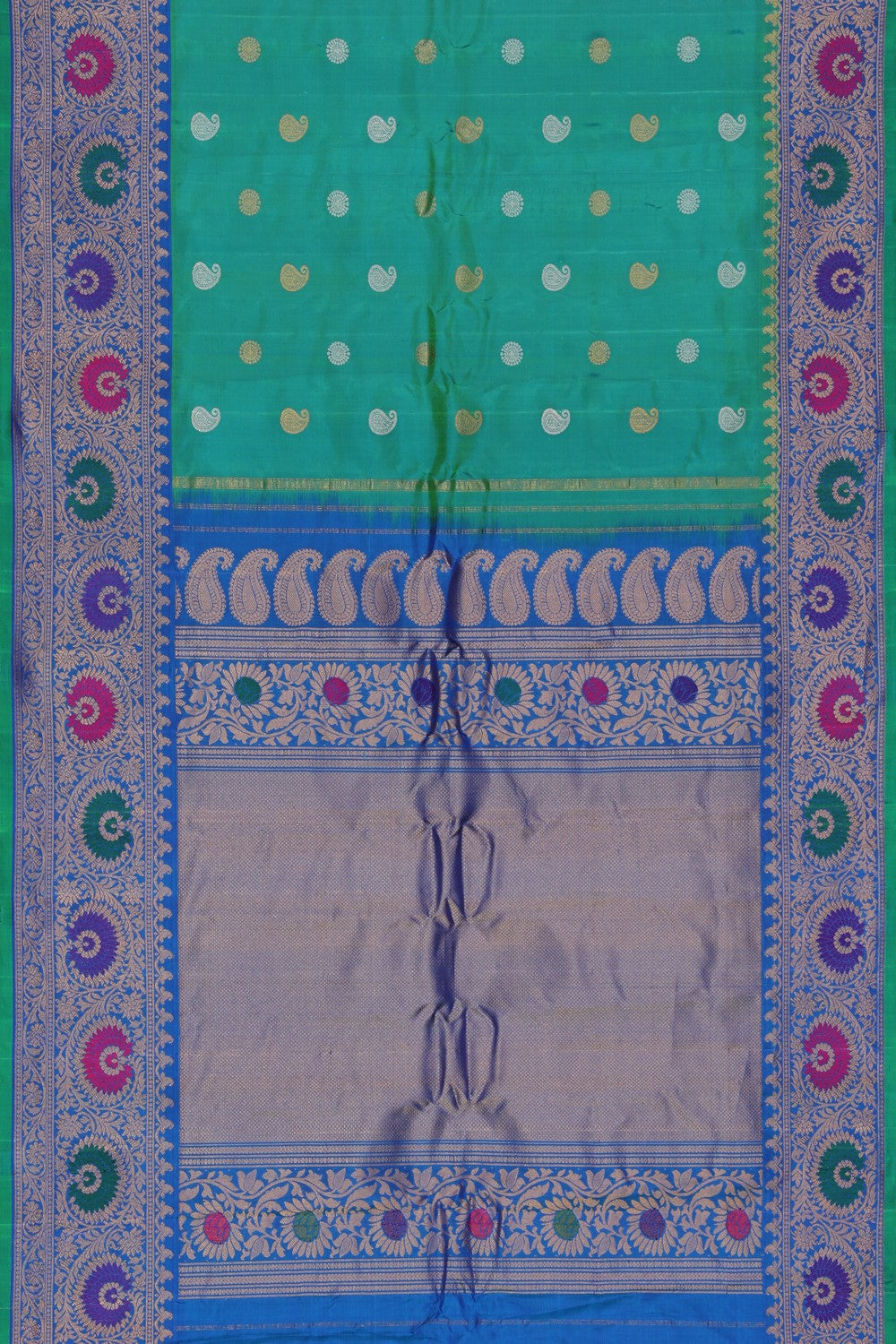 Collection of Gadwal Silk Sea Green Saree in a gallery layout