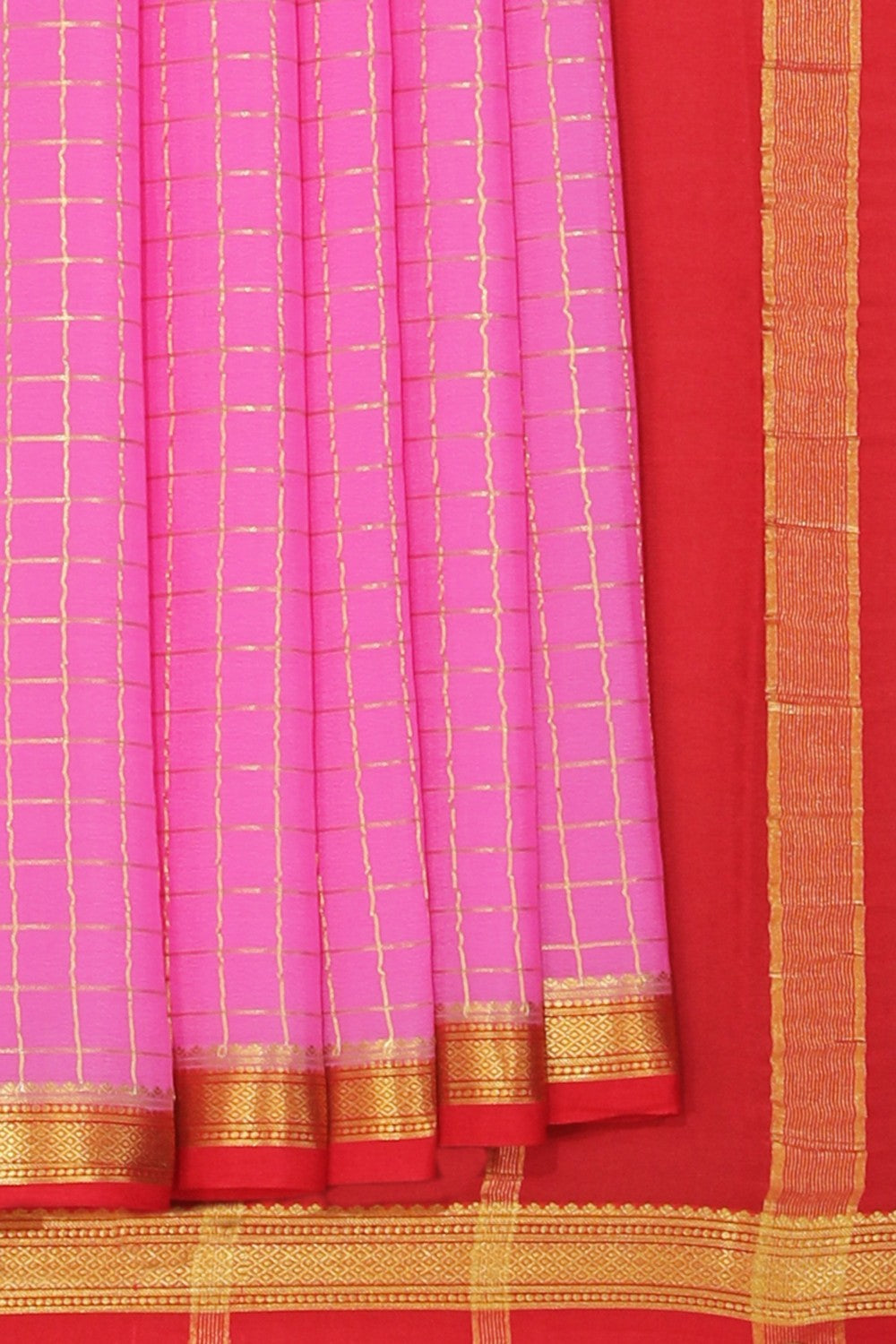 Collection of Mysore Binny Crepe Silk Pink Saree in a gallery layout