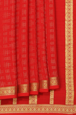 Collection of Mysore Binny Crepe Silk Red Saree in a gallery layout