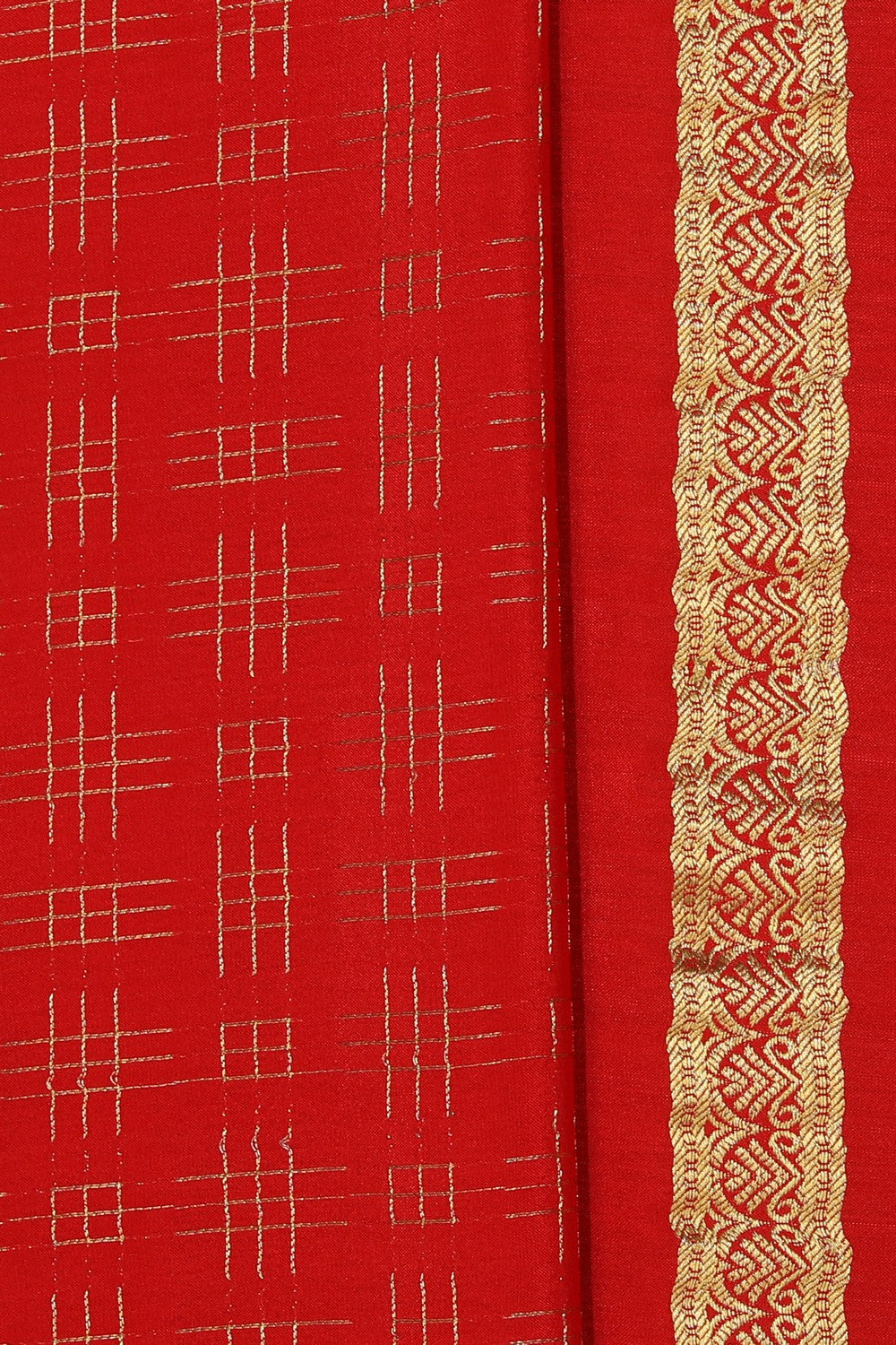 Collection of Mysore Binny Crepe Silk Red Saree in a gallery layout