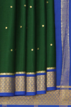 Collection of Mysore Binny Silk Green Saree in a gallery layout