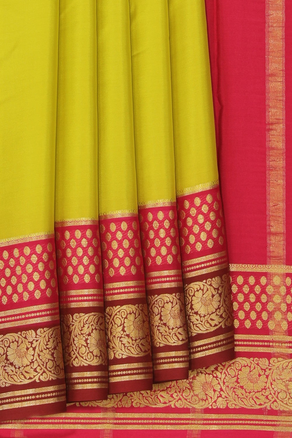 Collection of Mysore Binny Silk Green Saree in a gallery layout