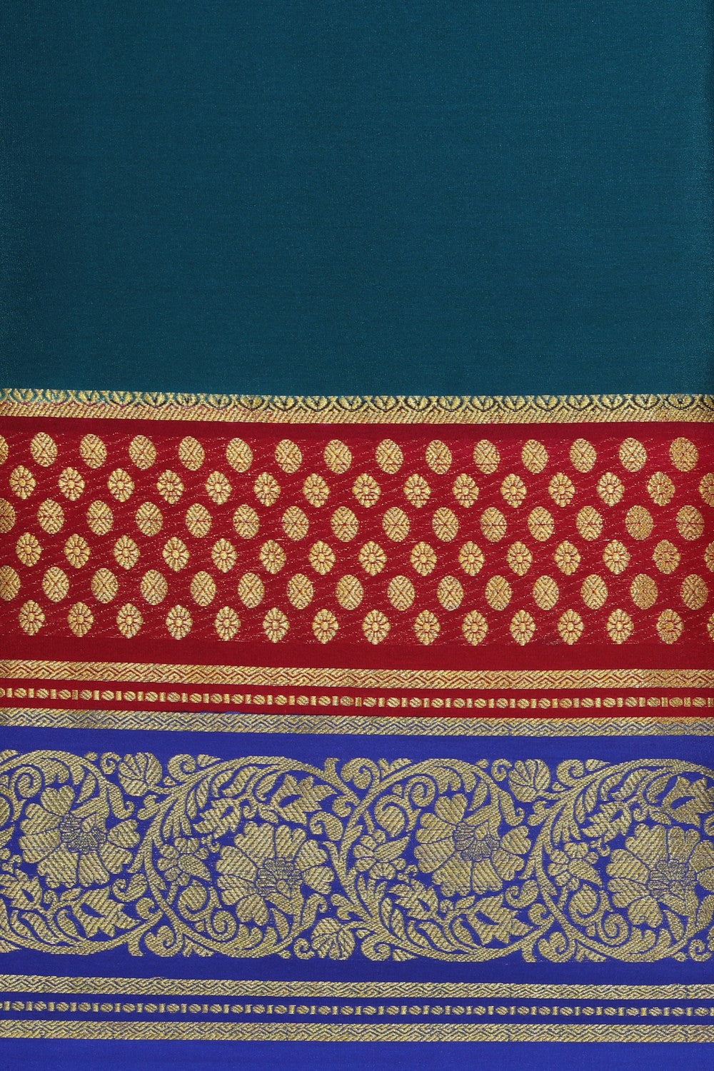 Collection of Mysore Binny Silk Teal Blue Saree in a gallery layout