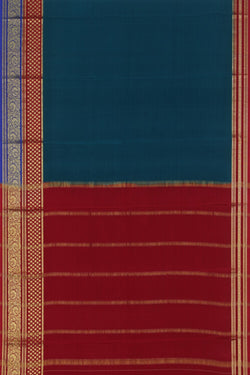 Collection of Mysore Binny Silk Teal Blue Saree in a gallery layout