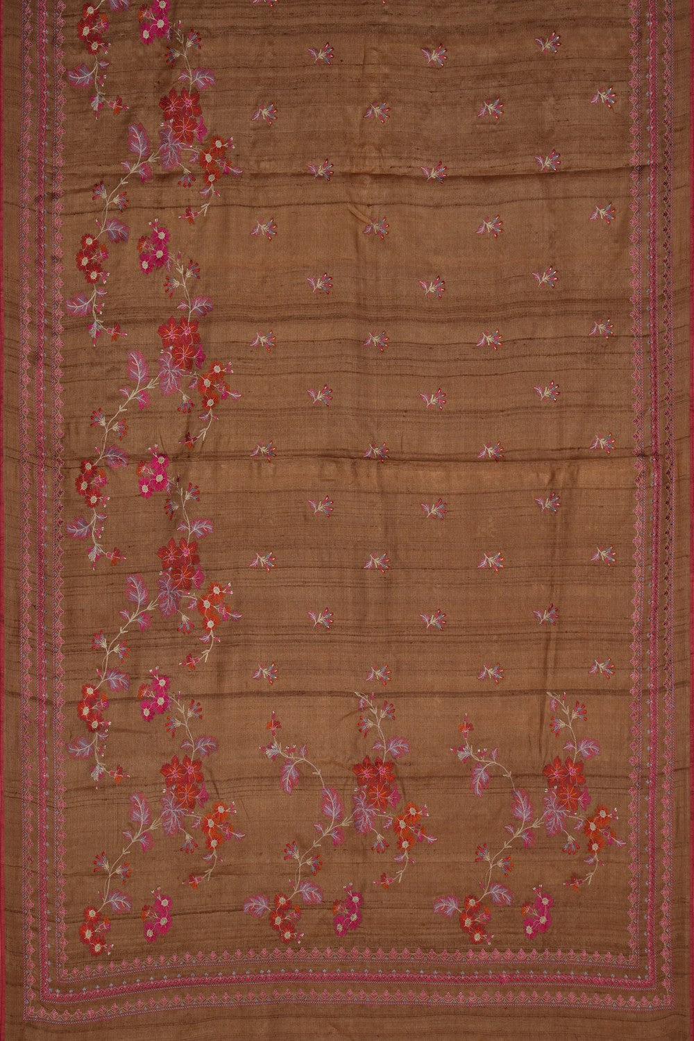 Image of Tussar Silk Embroidery Saree