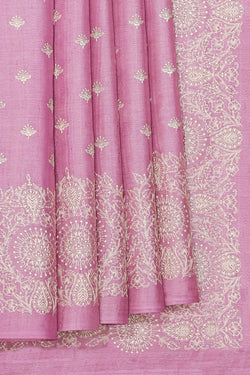 Collection of Tussar Silk Lavender Saree in a gallery layout