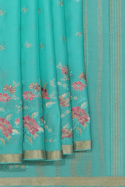 Collection of Chiffon Sea Green Saree in a gallery layout