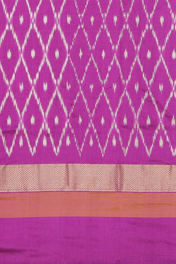 Collection of Pochampally Ikat Silk Off-White Saree in a gallery layout