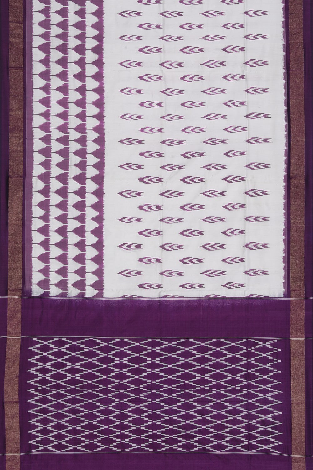 Collection of Pochampally Ikat Silk Off-White Saree in a gallery layout