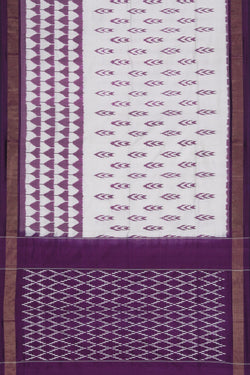 Collection of Pochampally Ikat Silk Off-White Saree in a gallery layout