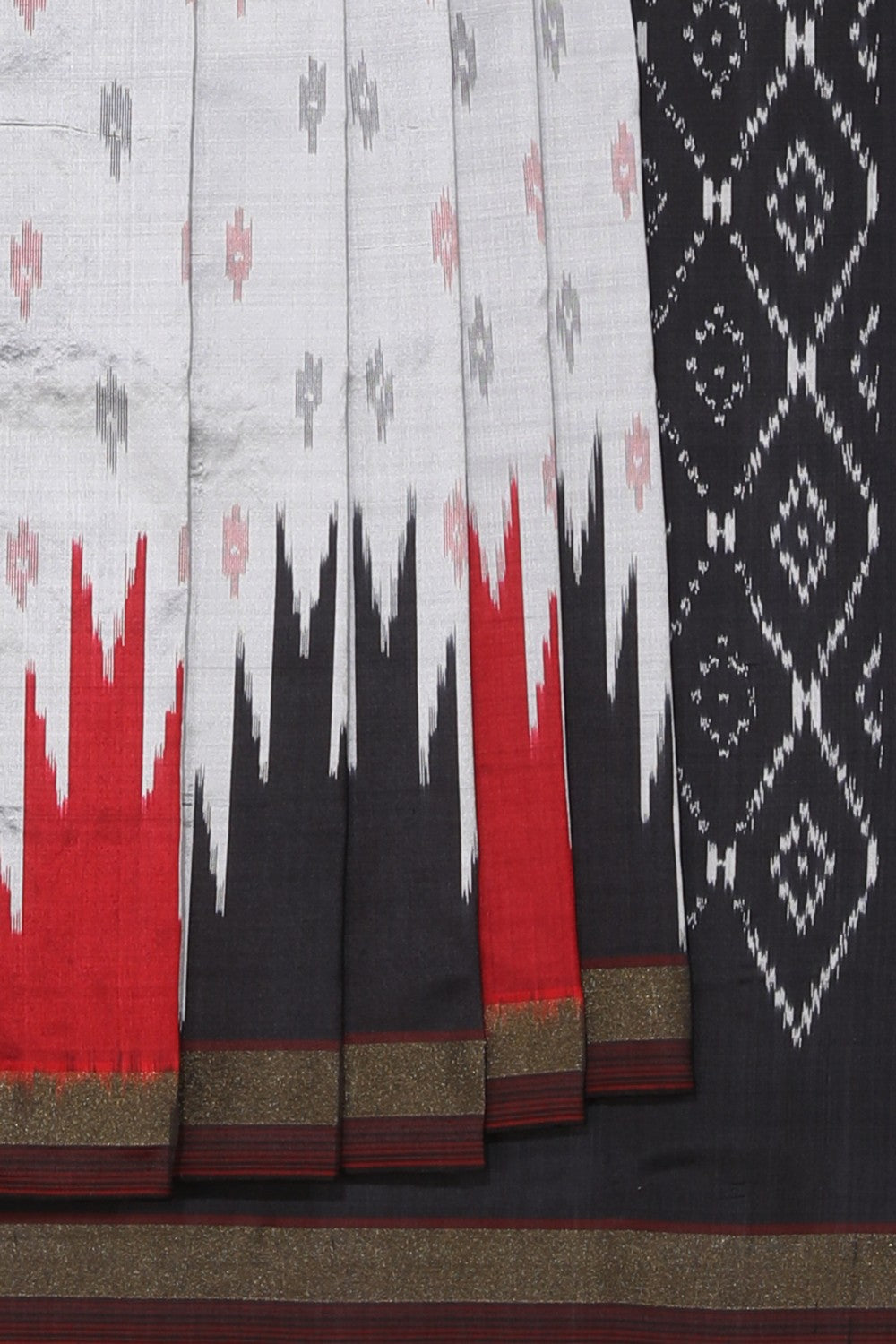 Collection of Pochampally Ikat Silk Grey Saree in a gallery layout