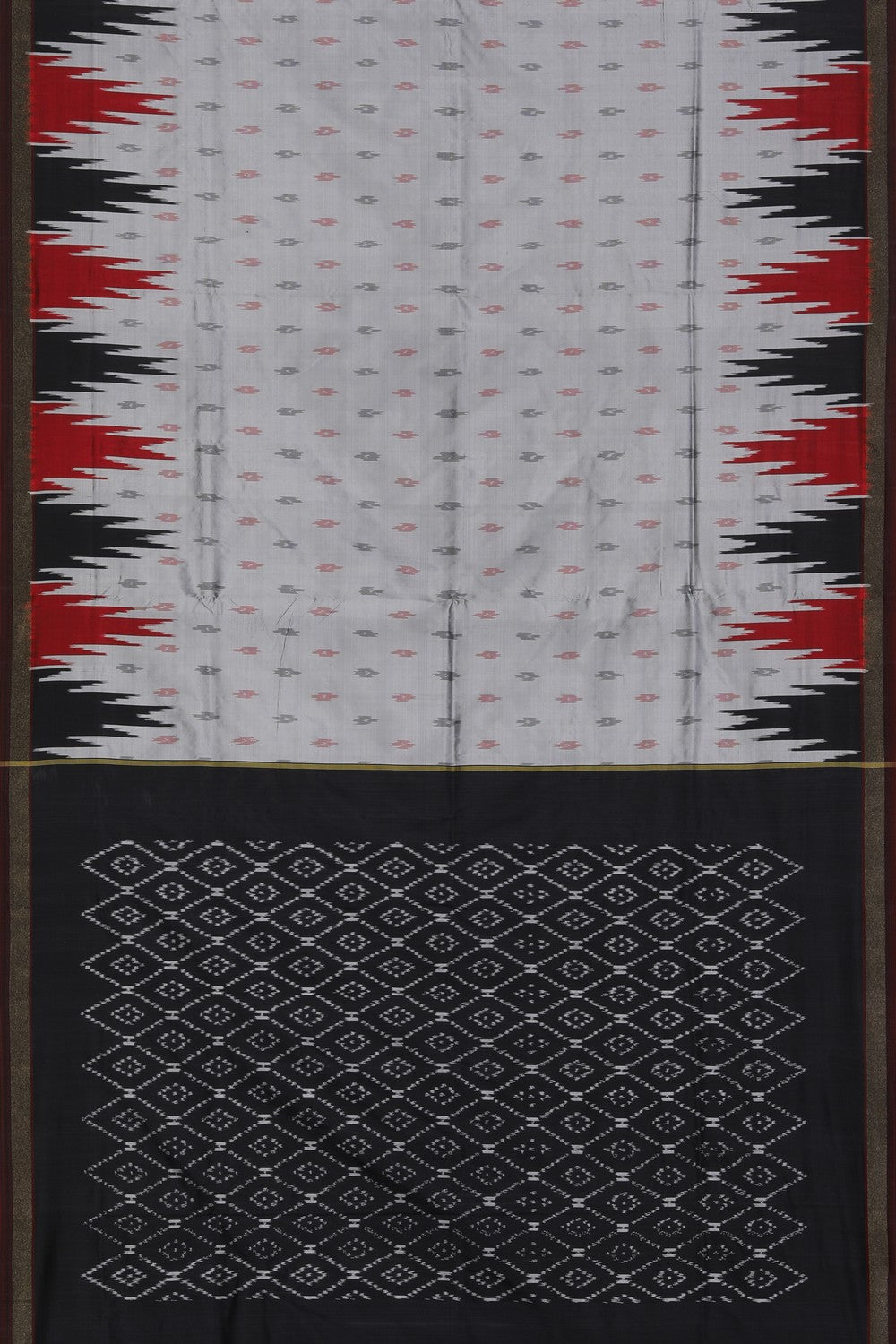 Collection of Pochampally Ikat Silk Grey Saree in a gallery layout