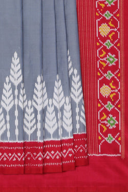 Collection of Pochampally Ikat Silk Grey Saree in a gallery layout