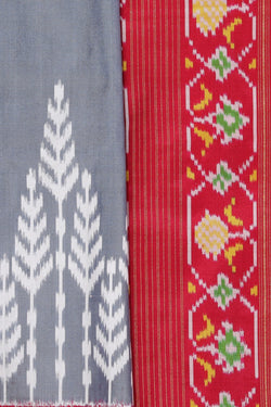 Collection of Pochampally Ikat Silk Grey Saree in a gallery layout