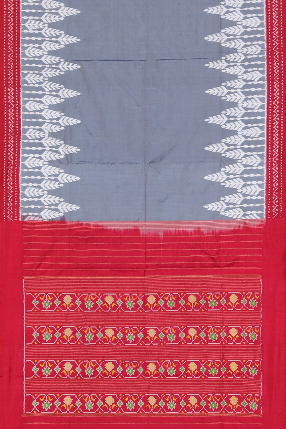 Collection of Pochampally Ikat Silk Grey Saree in a gallery layout