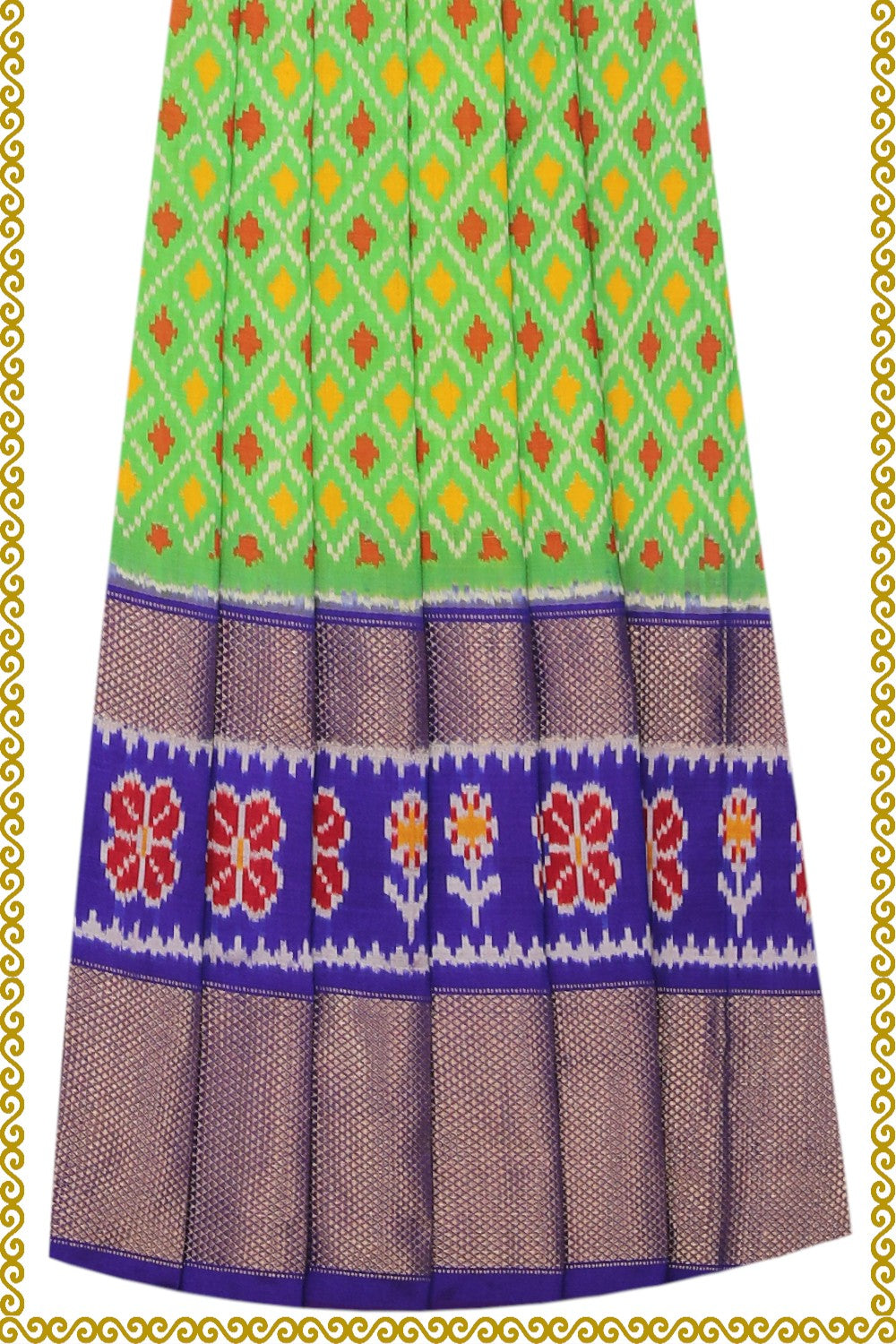 Pavada Rop Thread Pochampally Silk Pavada Unstitched Set – Kalanjali
