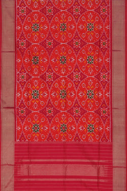 Collection of Pochampally Ikat Silk Orange Dupatta in a gallery layout