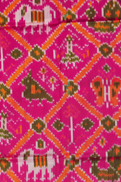 Collection of Pochampally Ikat Silk Pink Dupatta in a gallery layout